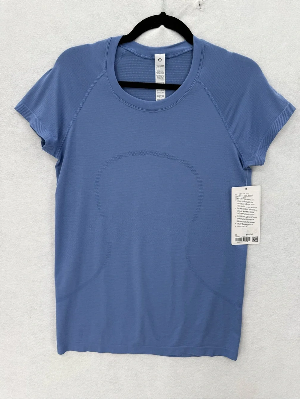 NWT Lululemon Swiftly Tech Short-Sleeve Shirt 2.0 *Hip‎ Length Prep Blue Size 10